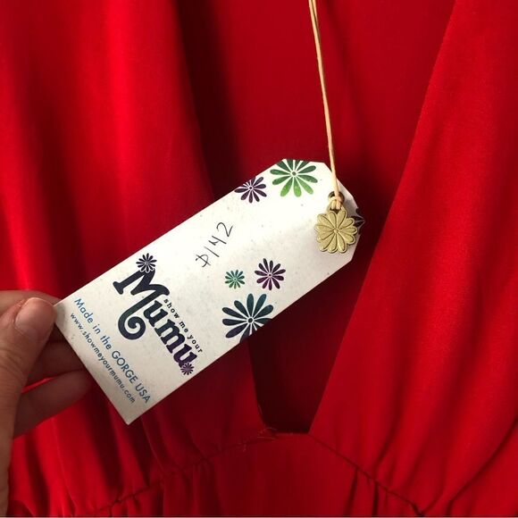 Show me your mumu NWT red babydoll cut mini dress or tunic flowing sleeves XS - Picture 2 of 11